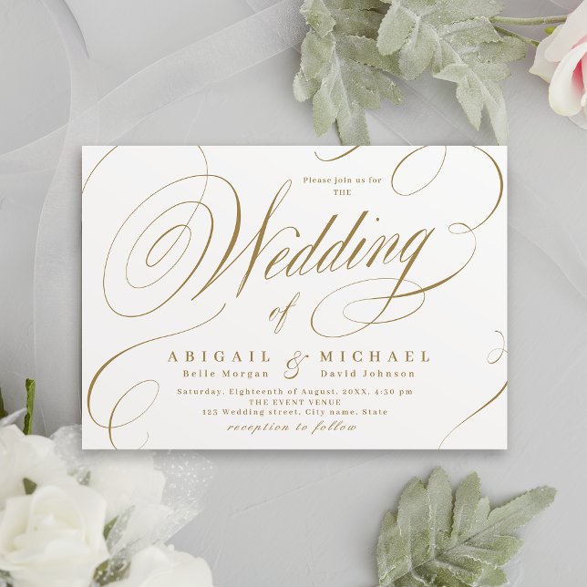 Gold elegant classic calligraphy vintage wedding invitation (Gold elegant classic calligraphy vintage wedding invitation)