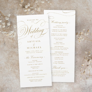 Gold elegant classic calligraphy vintage wedding program