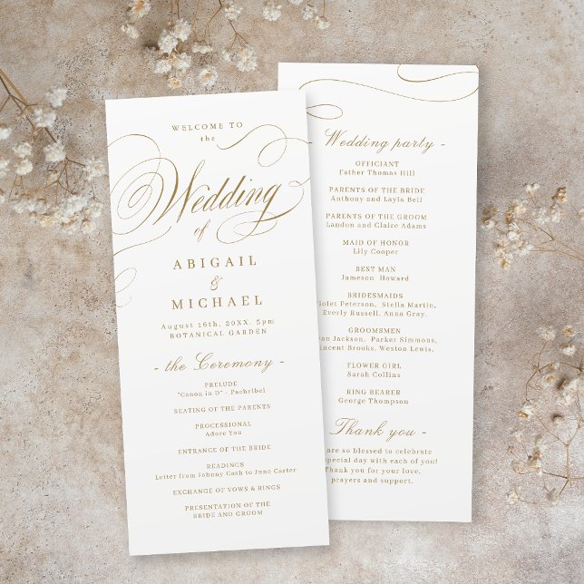 Gold elegant classic calligraphy vintage wedding program (Gold elegant classic calligraphy vintage wedding program)