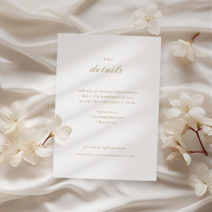 Gold elegant classic calligraphy wedding details enclosure card