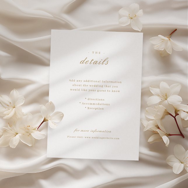 Gold elegant classic calligraphy wedding details enclosure card (Gold elegant classic calligraphy wedding details enclosure card)