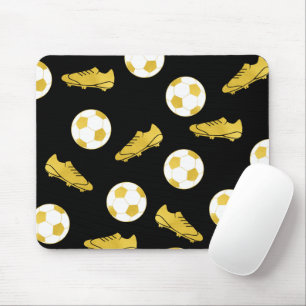 Gold Elegant Classic Soccer Cleats Ball Black Mouse Pad