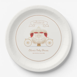 Gold Elegant Fairy Carriage Baby Shower Welcome Paper Plate