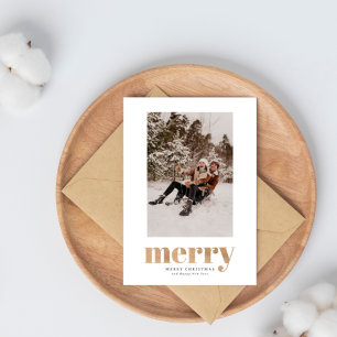 Gold Elegant Family Photo Christmas Holiday Card
