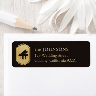 Gold Elegant Frame Piano Music Event Address Label Return Address Label
