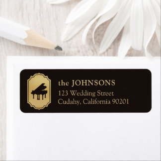 Gold Elegant Frame Piano Music Event Address Label Return Address Label