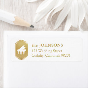 Gold Elegant Frame Piano Music Event Address Label Return Address Label