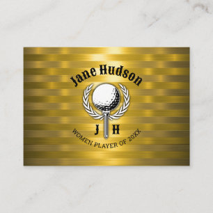 Gold Elegant Ladies Golf Monogram Design Business Card