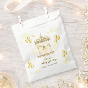 Gold Elegant Magical Balloon Carousel Baby Shower Favour Bag