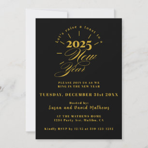 Gold Elegant & Modern New Year's Eve Party Invitation