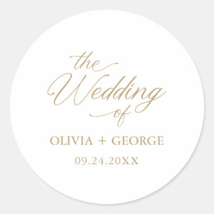 Gold Elegant Modern Script Calligraphy Classic Round Sticker