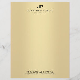 Gold Elegant Monogram Glamour Template Modern Custom Letterhead
