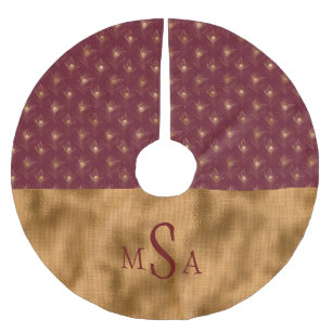 Gold Elegant Monogram Holiday Red Animal Chic Brushed Polyester Tree Skirt