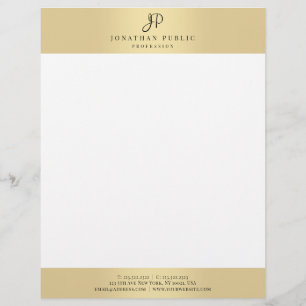 Gold Elegant Monogrammed Template Glamourous Custom Letterhead
