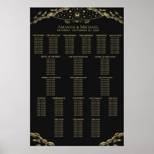 Gold Elegant Mystical Tarot Wedding Seating Chart