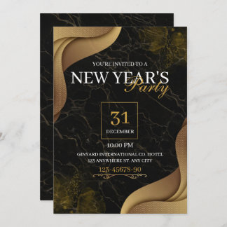 Gold Elegant New Year's Eve Party Invitation