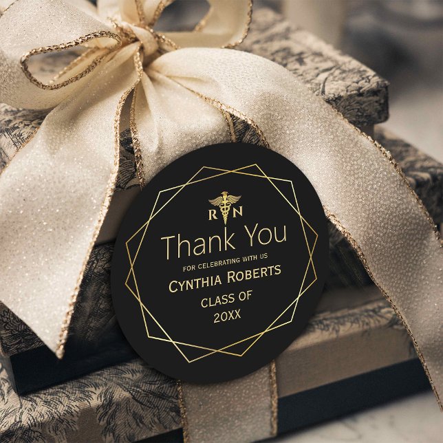 Gold Elegant Ornate Romantic Medical Graduation Classic Round Sticker (The Finishing Touch: Adding Elegance to Your Medical Graduation with Gold Thank You Stickers#nursing)