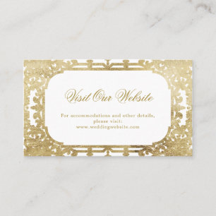 Gold elegant ornate vintage visit website place card