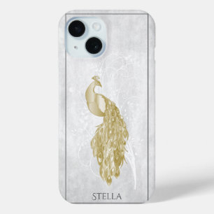 Gold Elegant Peacock Personalised iPhone 15 Case