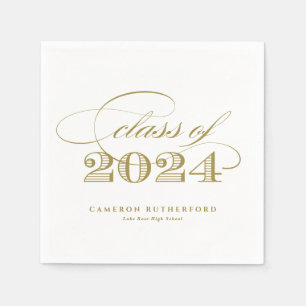 Gold Elegant Script 2024 Graduation Party Napkin
