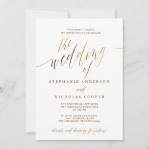 Gold Elegant Script Invitation