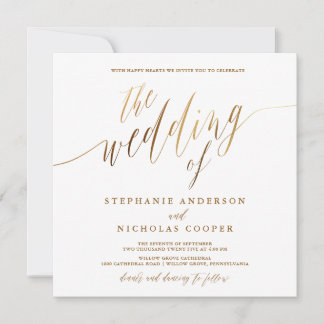 Gold Elegant Script Invitation