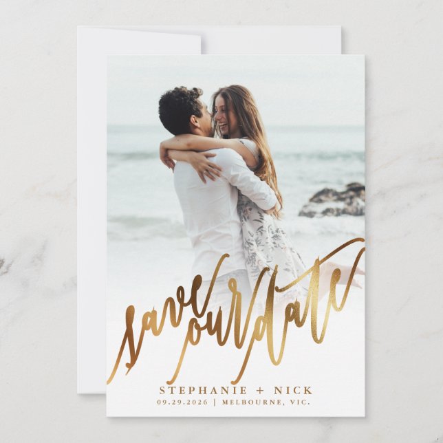 Gold Elegant Script Invitation (Front)