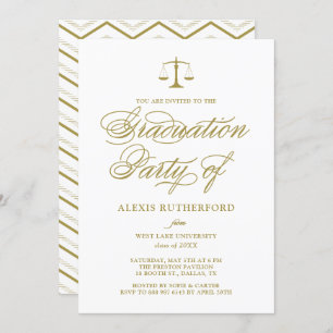 Gold Elegant Script Law School Graduation Invitation