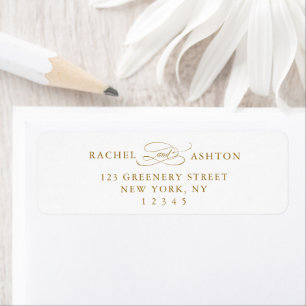 Gold Elegant Script Return Address  Return Address Label