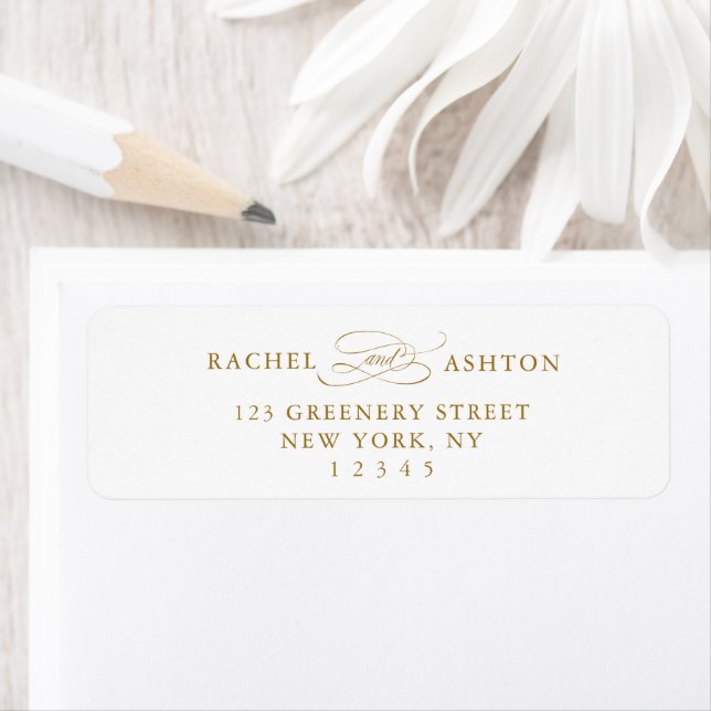 Gold Elegant Script Return Address  Return Address Label (Insitu)