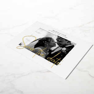 gold elegant script save the date Foil Invitation