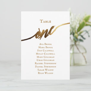 Gold Elegant Script Table Number 1 Seating Chart