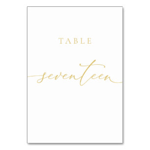 Gold Elegant Script Table Number Seventeen