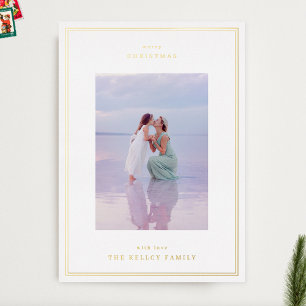 Gold Elegant Simple Frames Photo Christmas Foil Holiday Card