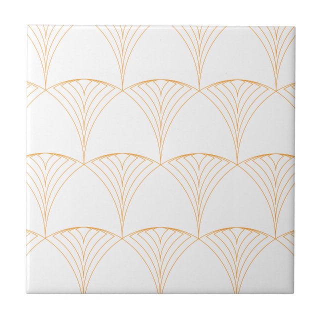 Gold, elegant simple luxurious traditional pattern ceramic tile (Front)