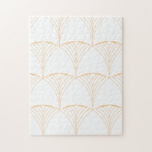 Gold, elegant simple luxurious traditional pattern jigsaw puzzle