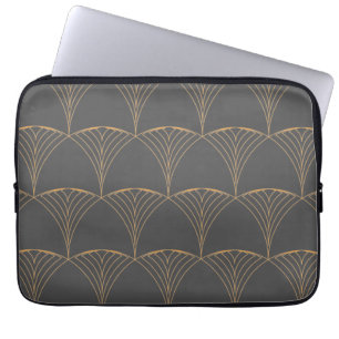 Gold, elegant simple luxurious traditional pattern laptop sleeve
