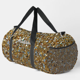Gold Elegant Simulated Shimmering Particles Effect Duffle Bag