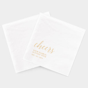 Gold Elegant Stylish Lettering Cheers Event Foil Napkins