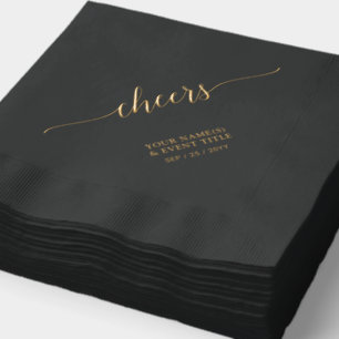Gold   Elegant Stylish Lettering Cheers Event Foil Napkins