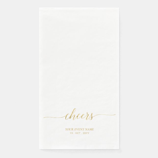 Gold | Elegant Stylish Lettering Cheers Event Napk Napkin (Front)