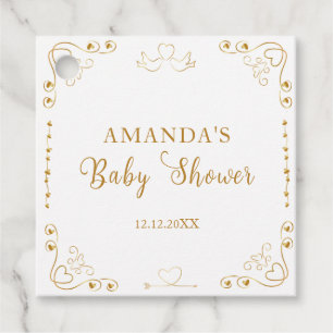 Gold Elegant Sweetheart Valentine Baby Shower Favour Tags