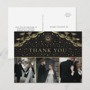 Gold Elegant Tarot Wedding Thank You Photo Postcard