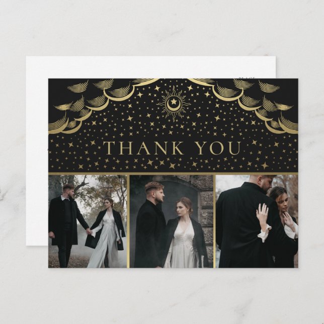 Gold Elegant Tarot Wedding Thank You Photo Postcard (Front/Back)