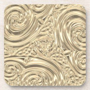 Gold elegant victorian art nouveau engraved look coaster