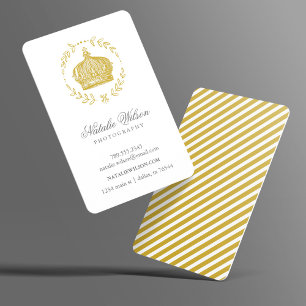 Gold Elegant Vintage Crown Vertical Business Card