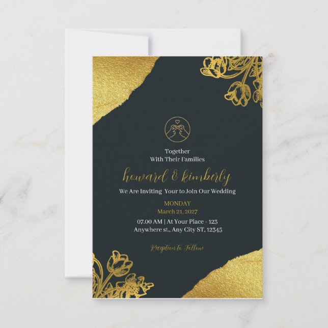 Gold Elegant Wedding Invitation (Front)