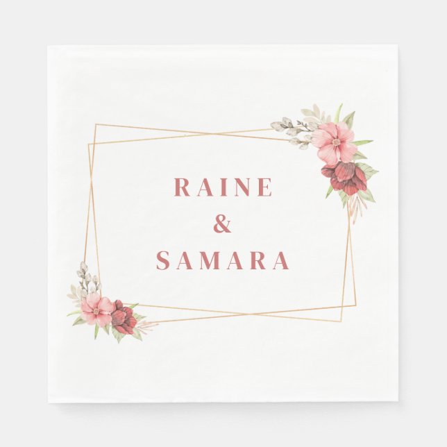 Gold Elegant Wedding Paper Napkins  (Front)