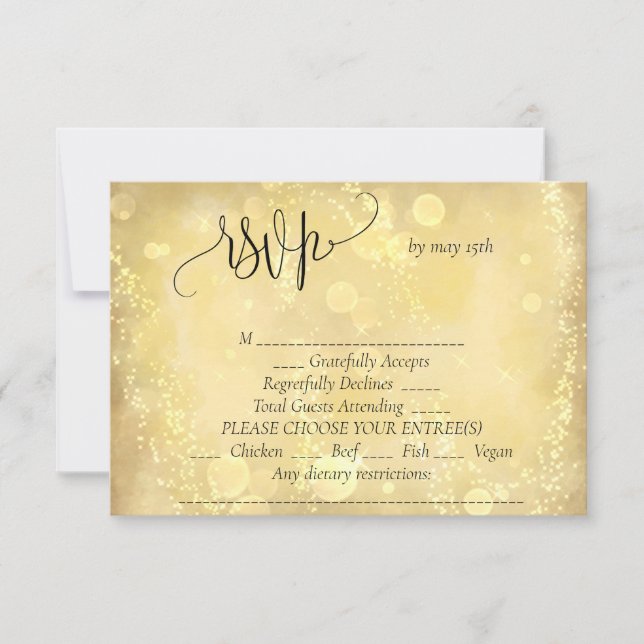 Gold elegant wedding RSVP card (Front)
