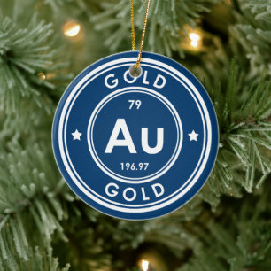 Gold Element Blue Ceramic Ornament